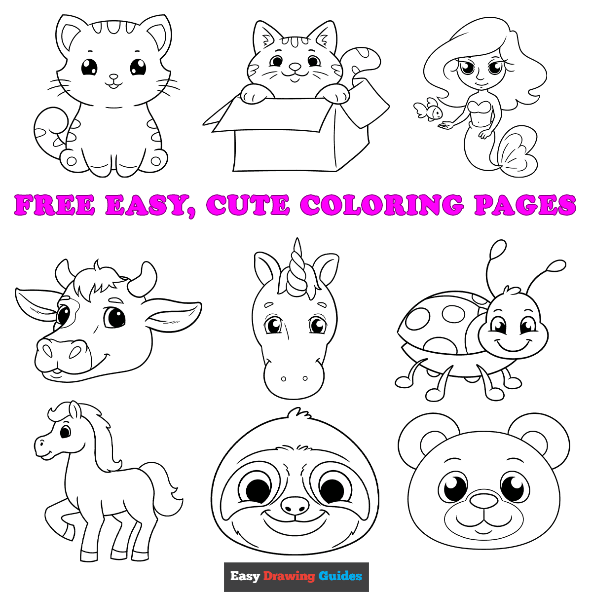 Free printable easy cute coloring pages for kids