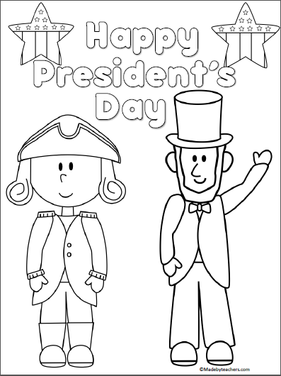 Presidents day coloring page made by teachers