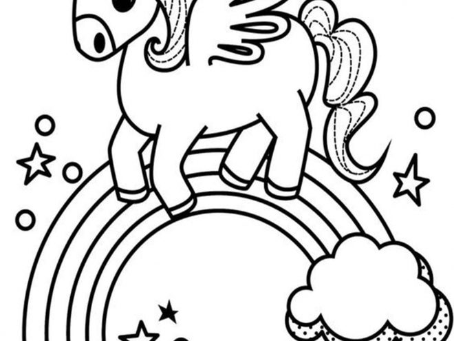 Free easy to print rainbow coloring pages