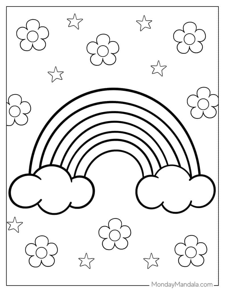 Rainbow coloring pages free pdf printables