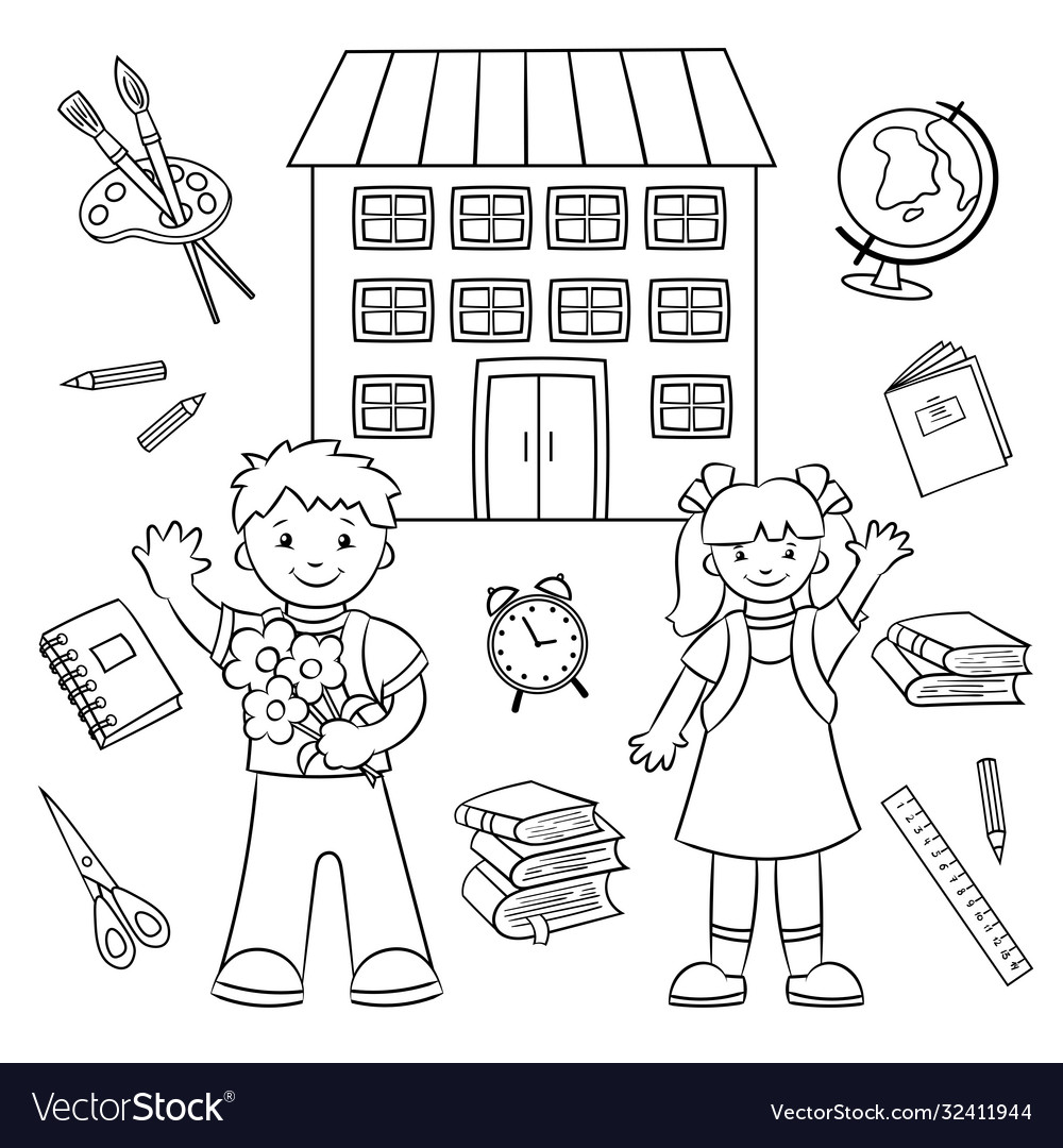 Back to school coloring page schoolboy royalty free vector