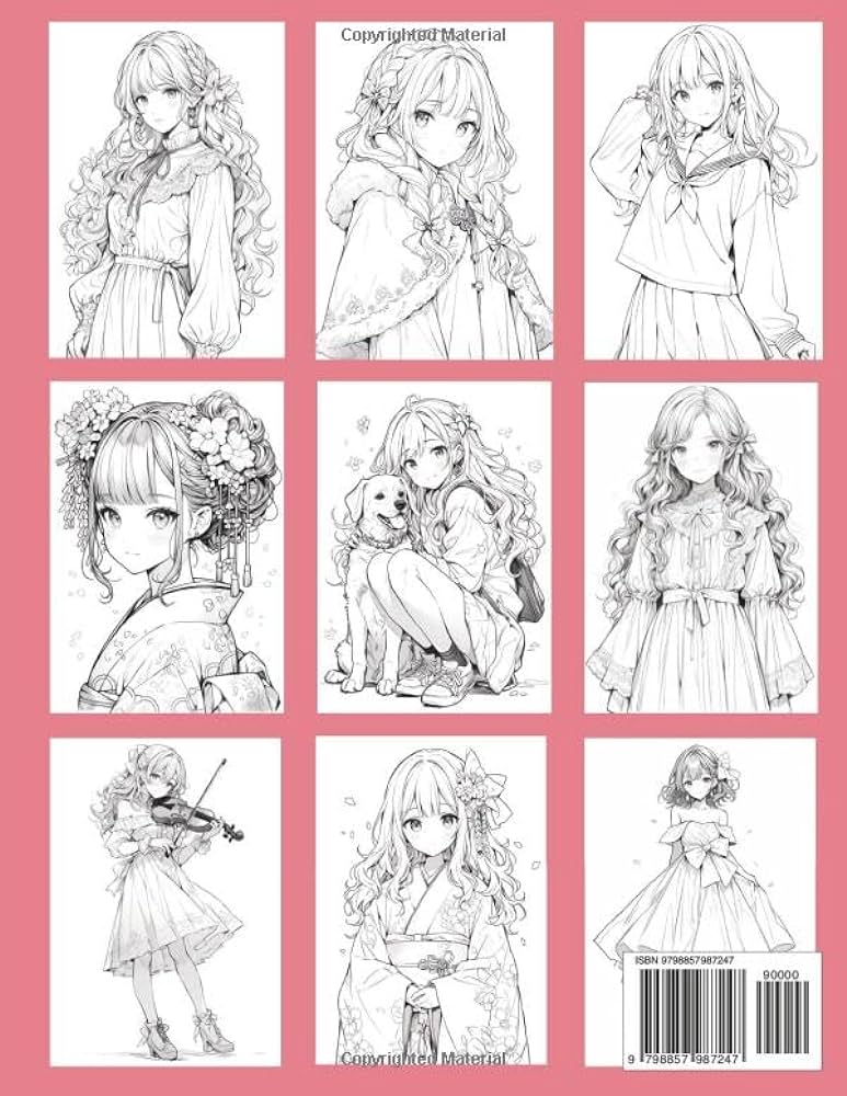 Kawaii anime girls coloring book pretty anime characters in varieties of fashion style for adults and teens easy coloring pages for stress relief and relaxation anime coloring book