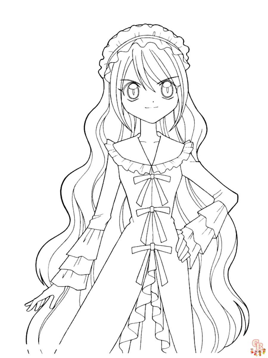 Free printable anime girl coloring pages by