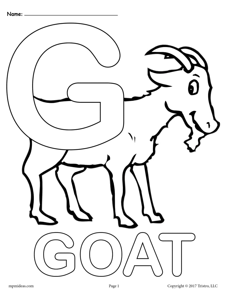 Letter g alphabet coloring pages