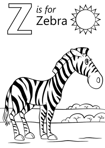 Letter z is for zebra coloring page free printable coloring pages