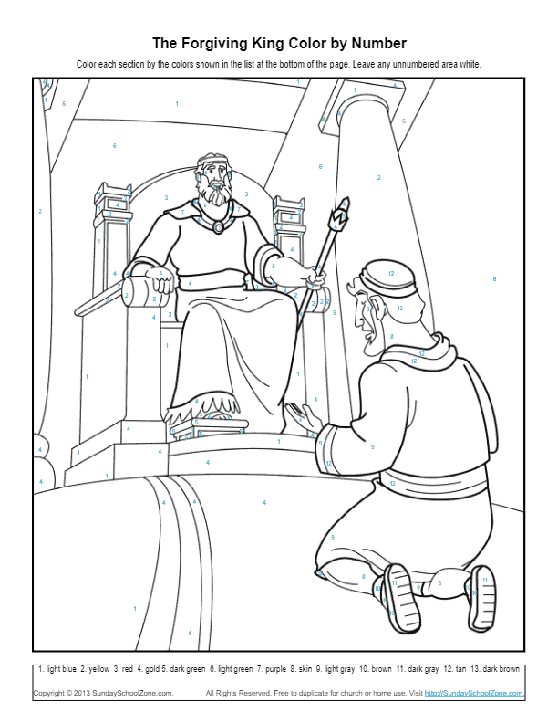 Bible coloring pages for kids the story of the forgiving king