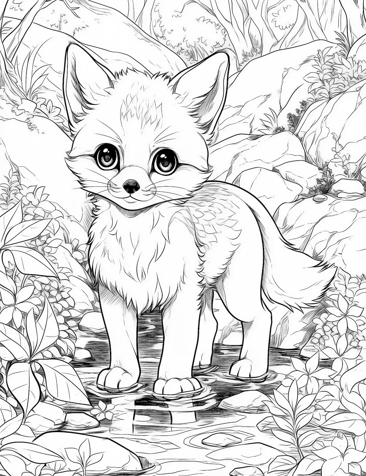 Creative fox coloring pages for kids and adults