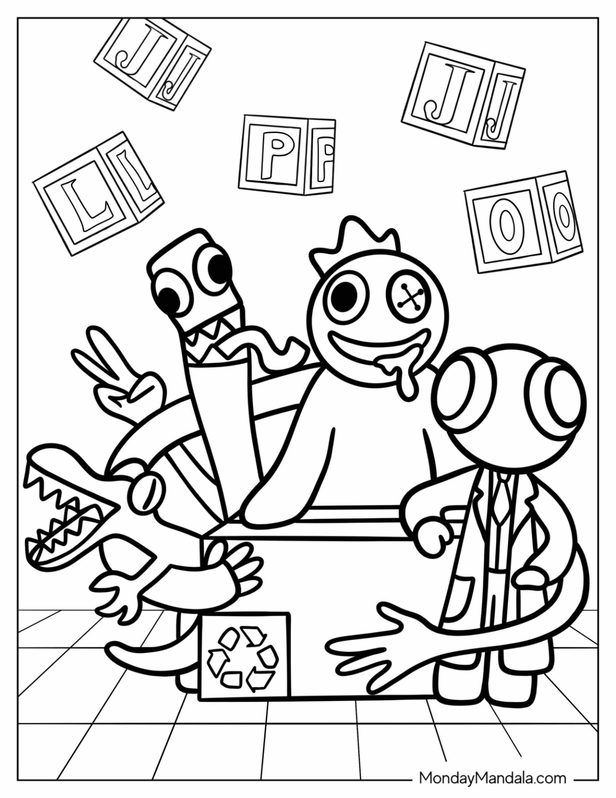 Rainbow friends coloring pages free pdf printables