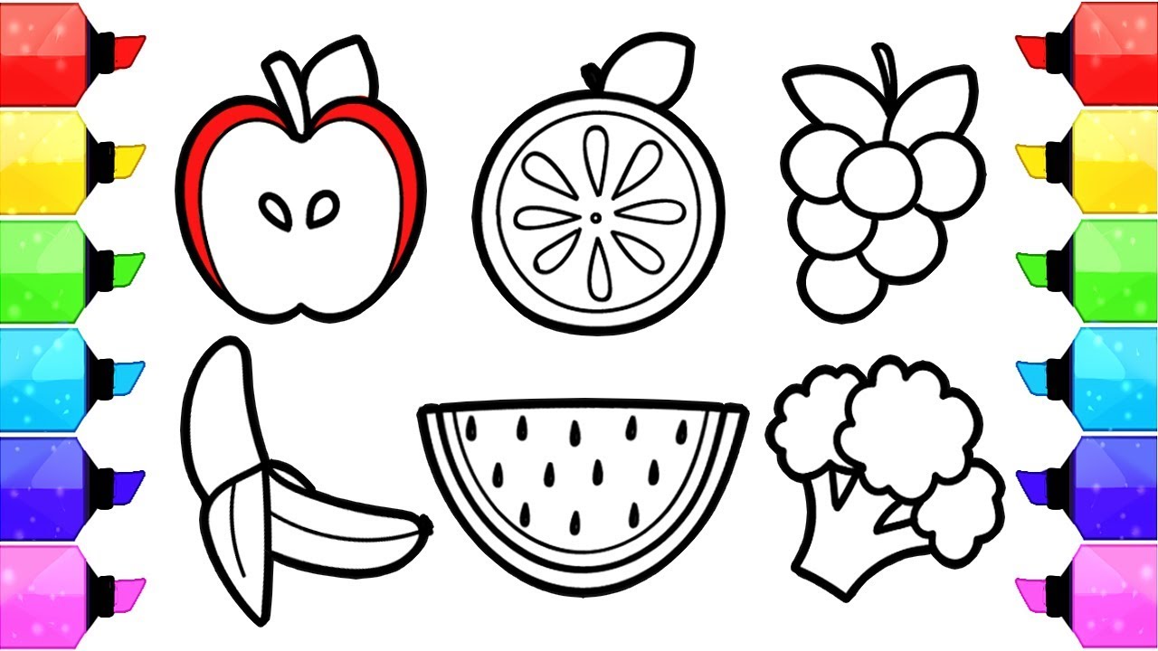 Fruits and vegetables coloring pages how to draw and color fruits and vegetable coloring book