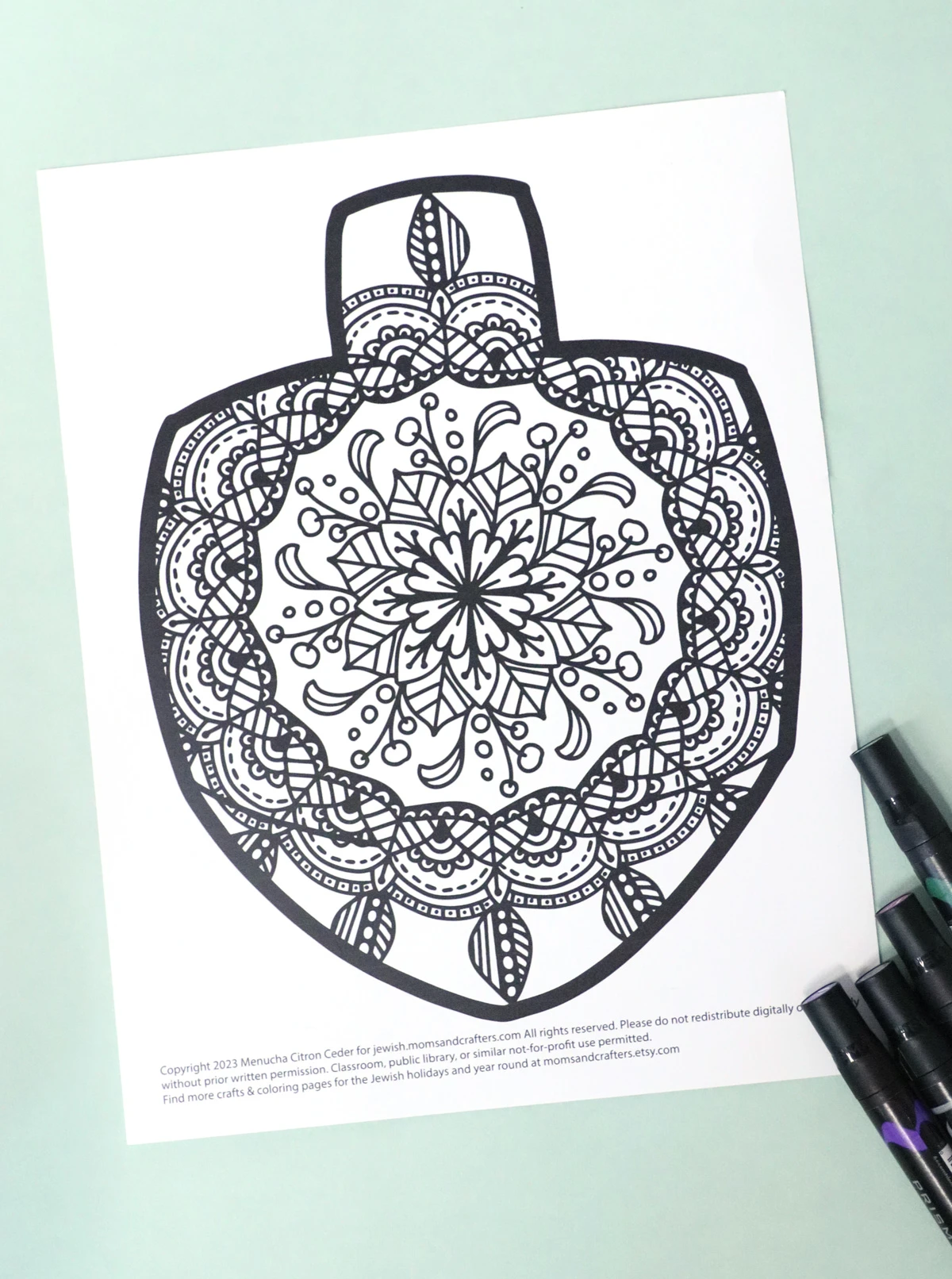 Dreidel coloring page free printable