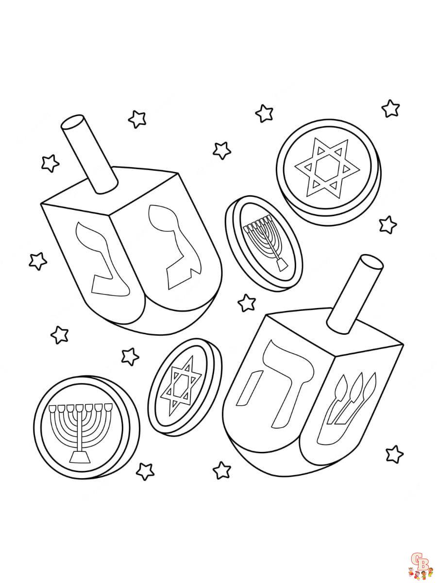 Printable dreidel coloring pages free for kids and adults