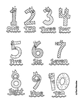 Number coloring pages for preschool numbers