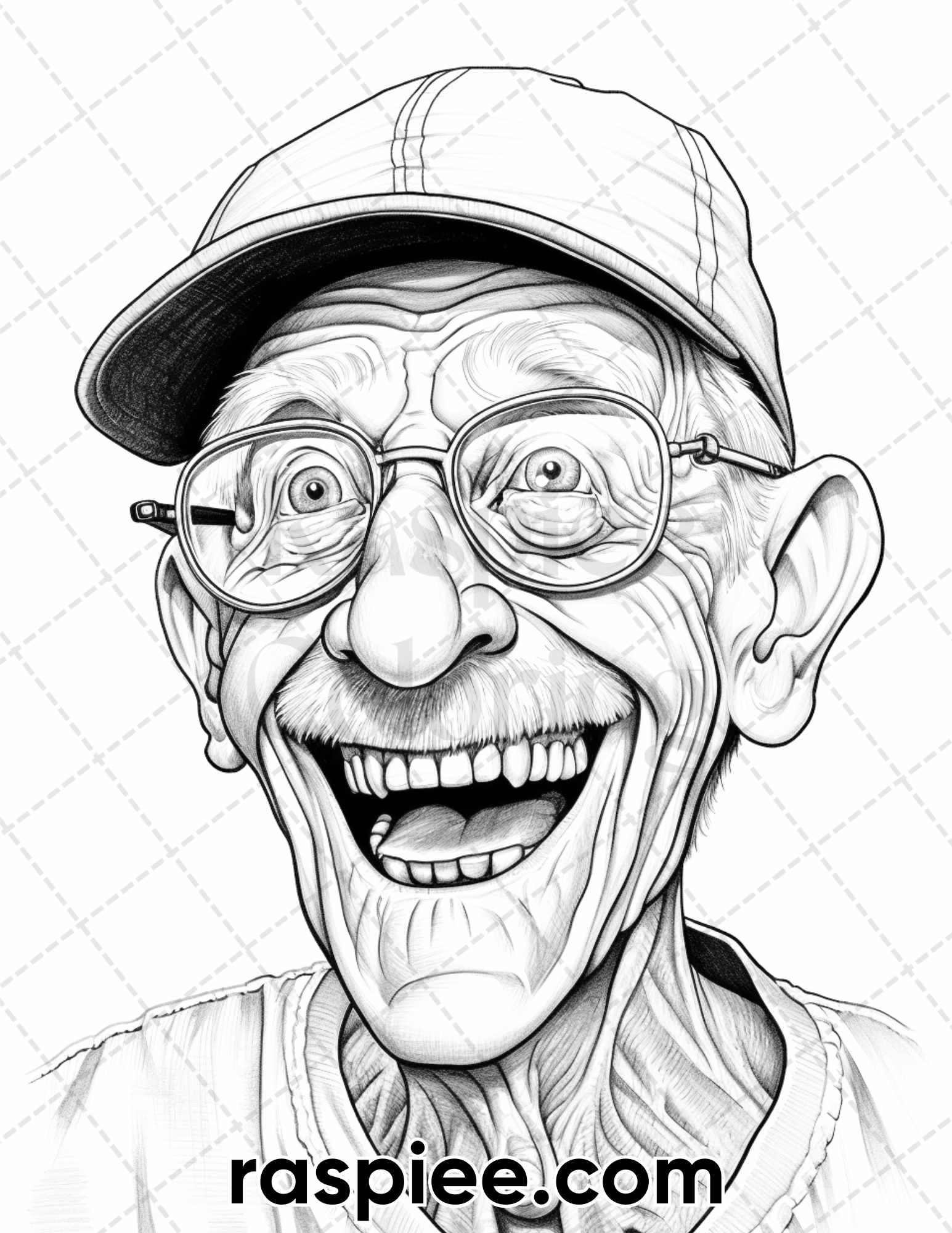 Funny grandpa grayscale coloring pages for adults printable pdf in â coloring