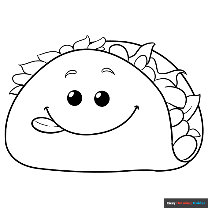 Funny taco coloring page easy drawing guides