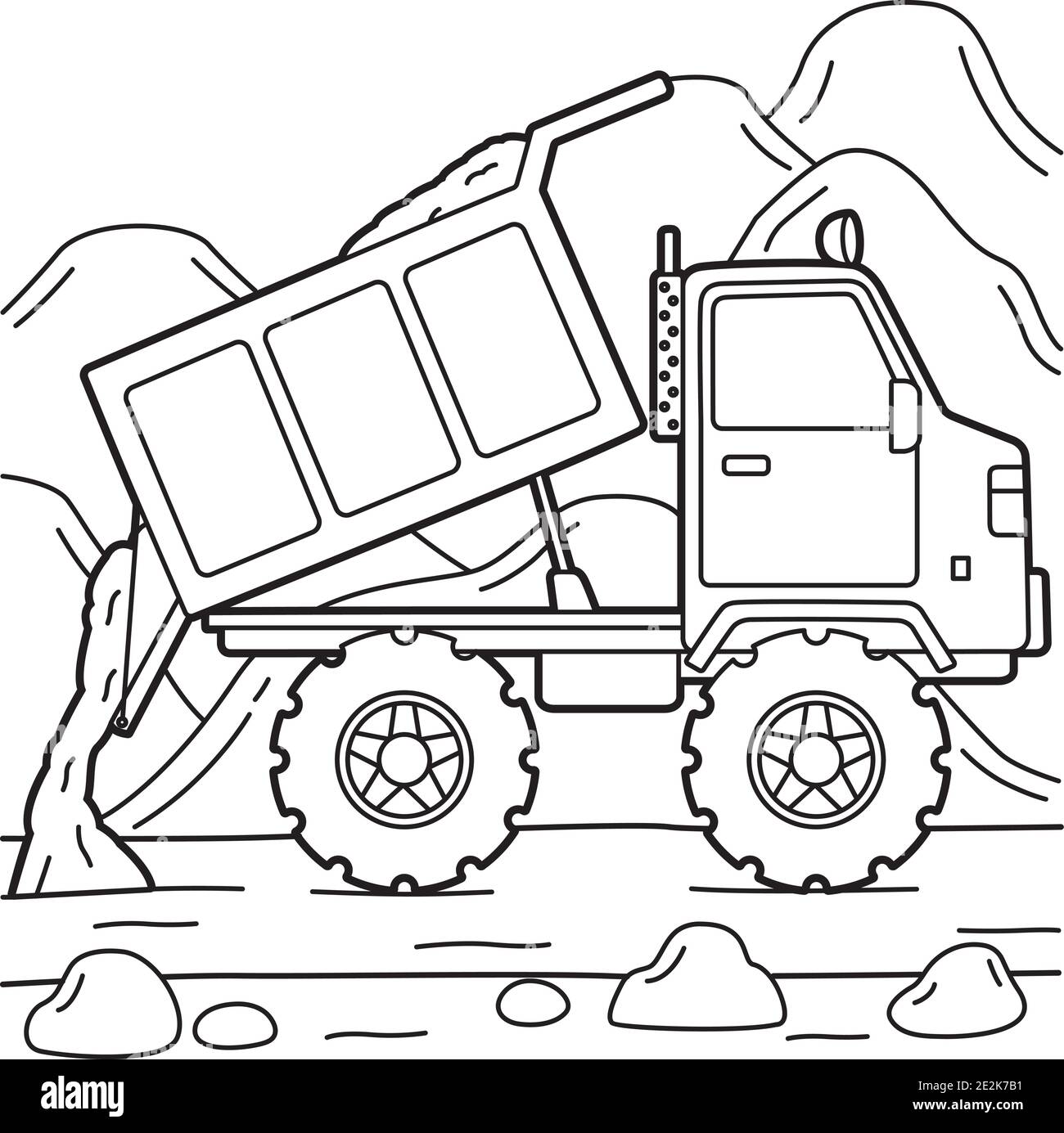 Dump truck coloring page stock vector image art