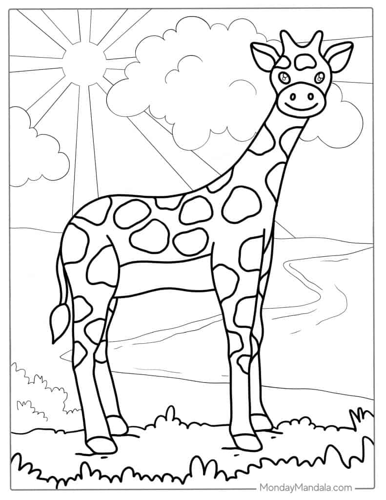 Giraffe coloring pages free pdf printables