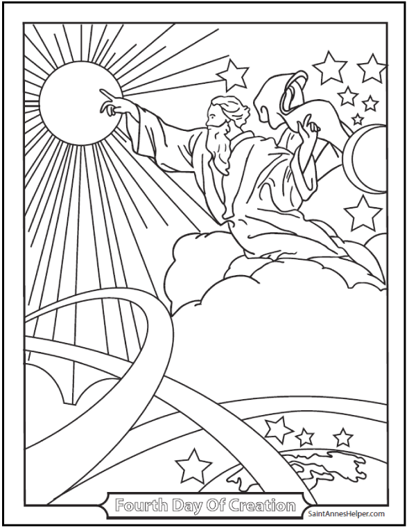 Creation coloring pages âï bible â god made the sun moon and stars