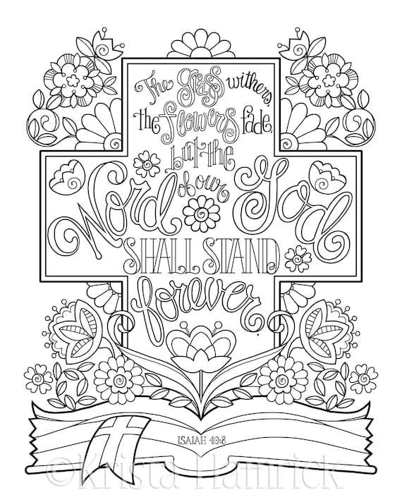 The word of our god shall stand forever coloring page in two sizes x bible journaling tip