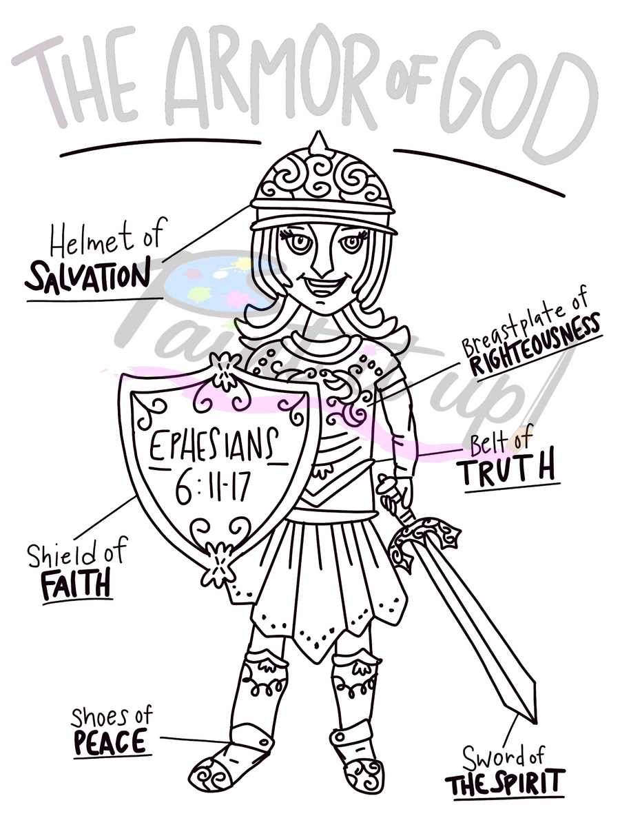 Armor of god coloring page â paint it up chesnee