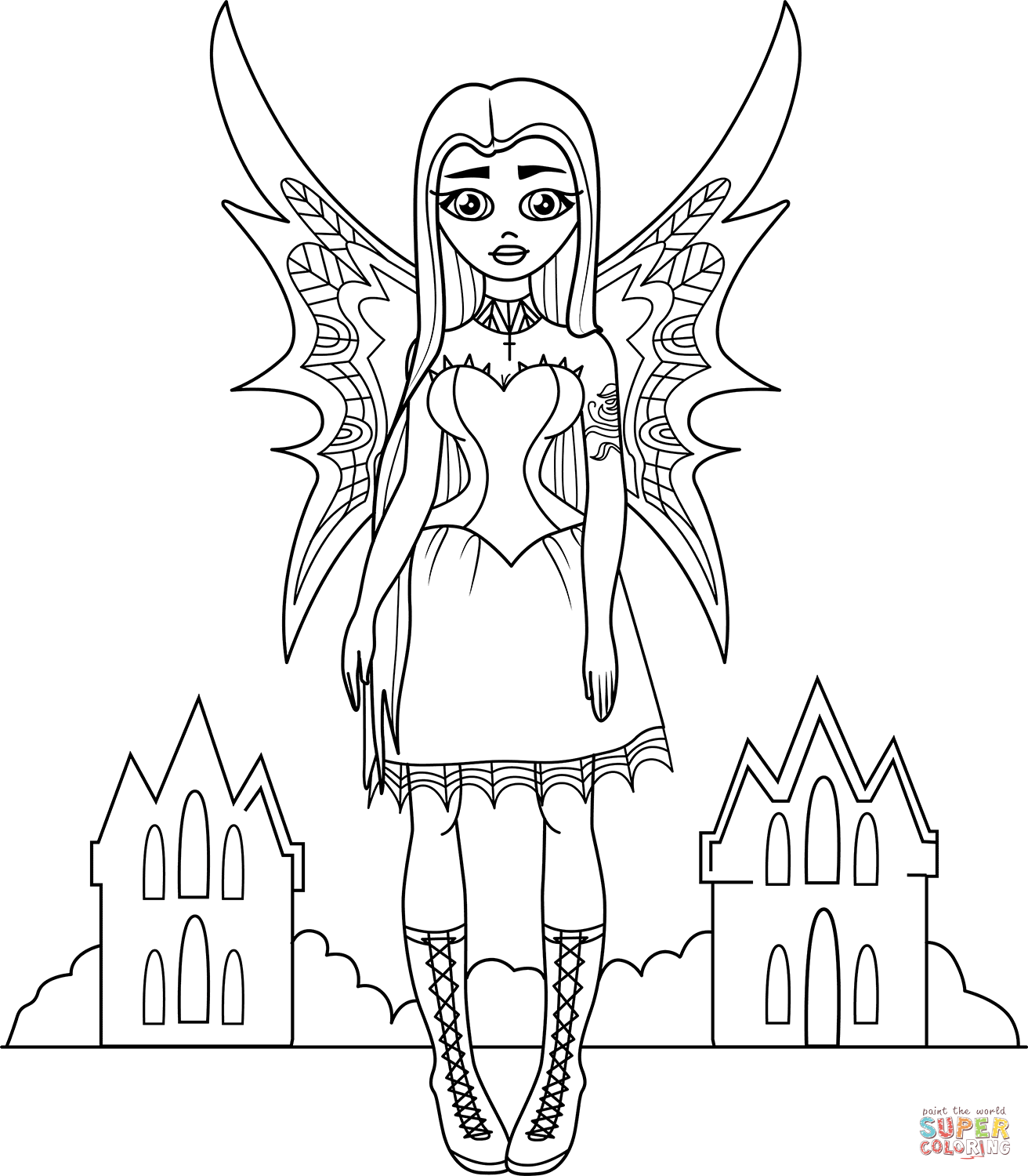 Goth fairy coloring page free printable coloring pages