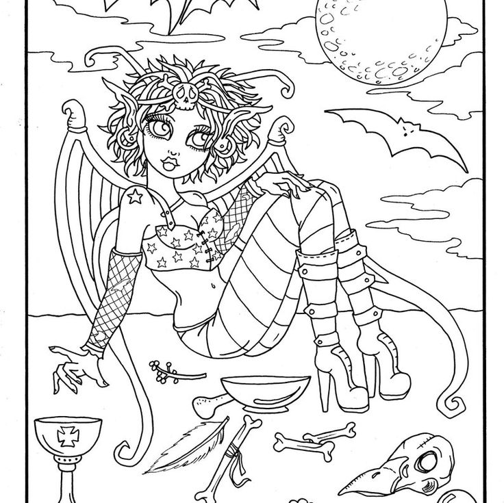 Gothic fairies coloring book pages of coloring fun