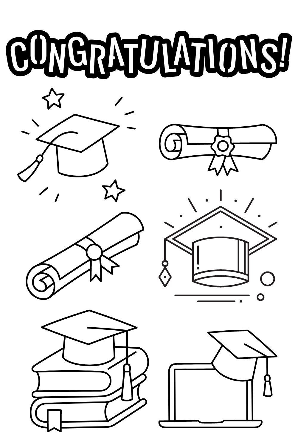 Cute graduation coloring pages including graduation gnomes