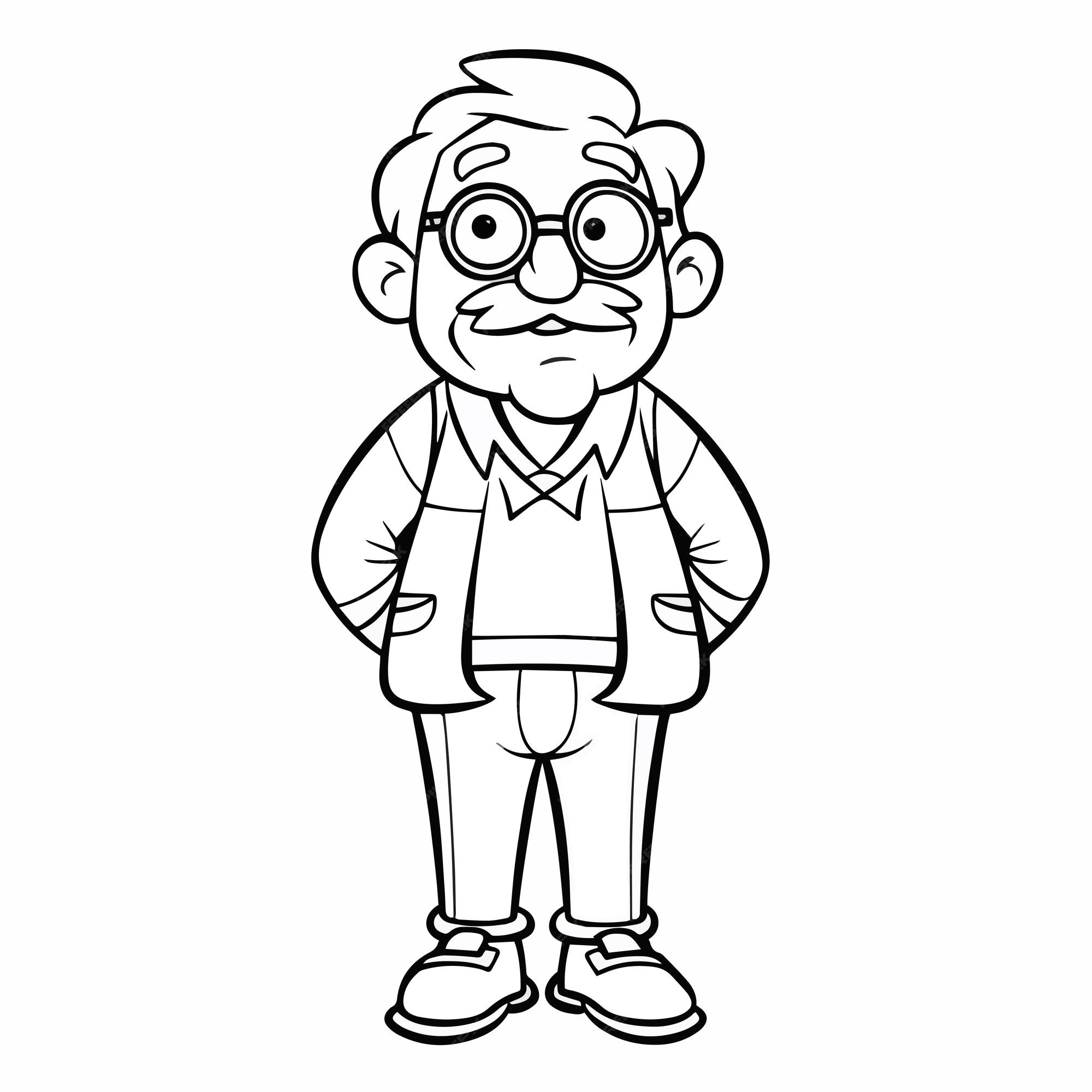 Premium vector coloring book vector of a hand drawn grandfather