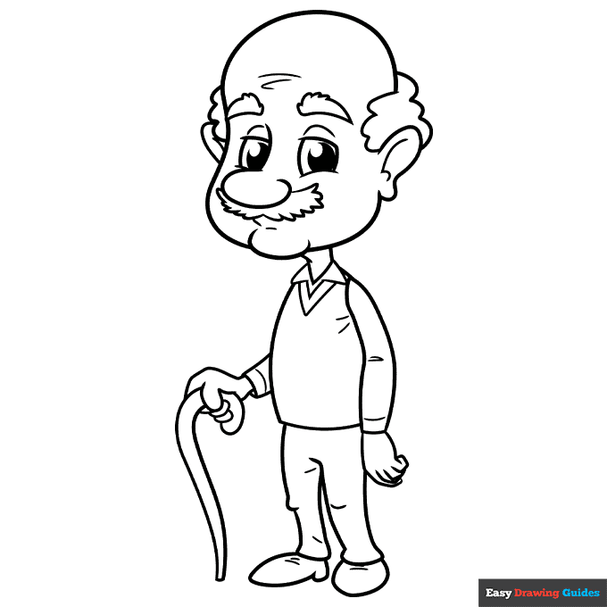 Grandpa coloring page easy drawing guides