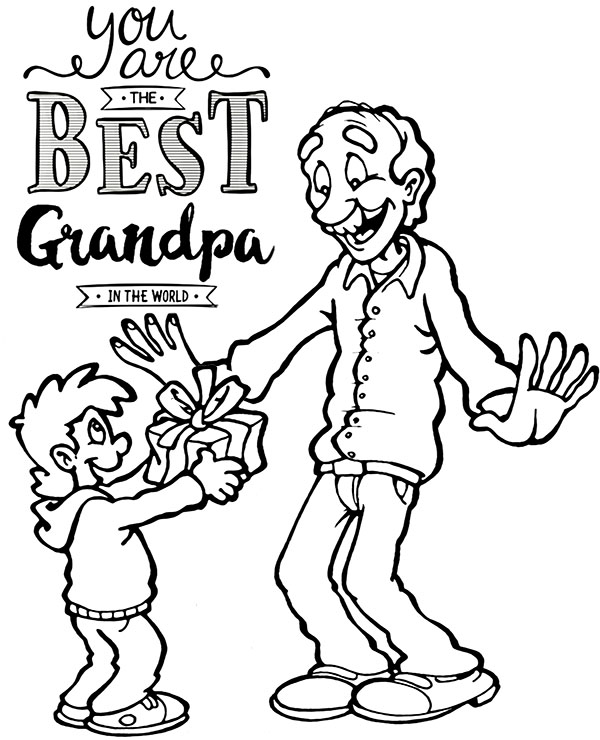 Printable gandfathers day coloring page for grandpa