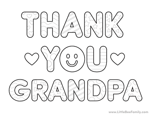 Thank you grandpa coloring page