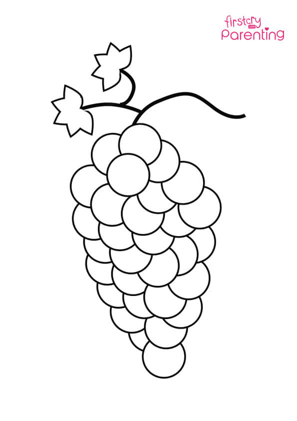 Simple grapes coloring page for kids