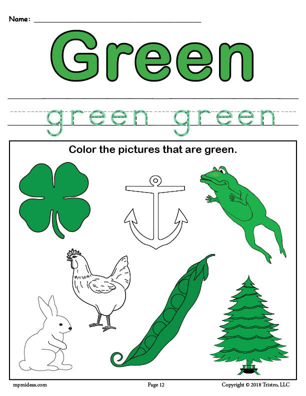 Color green worksheet â