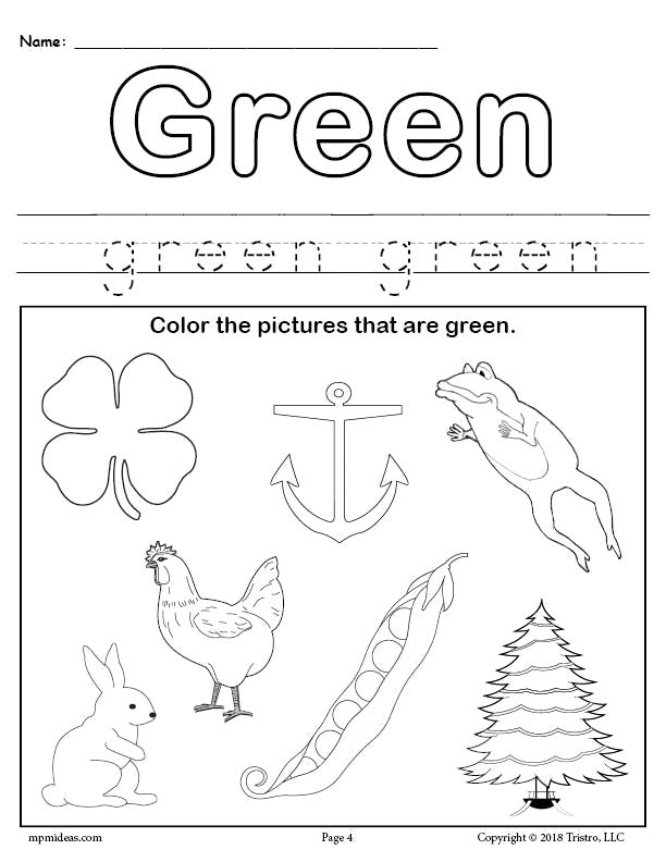 Color green worksheet â