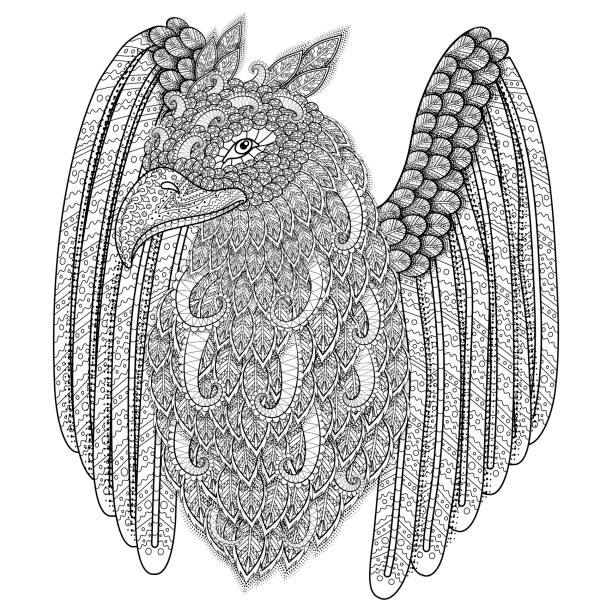 High detailed griffin for coloring book stock illustration