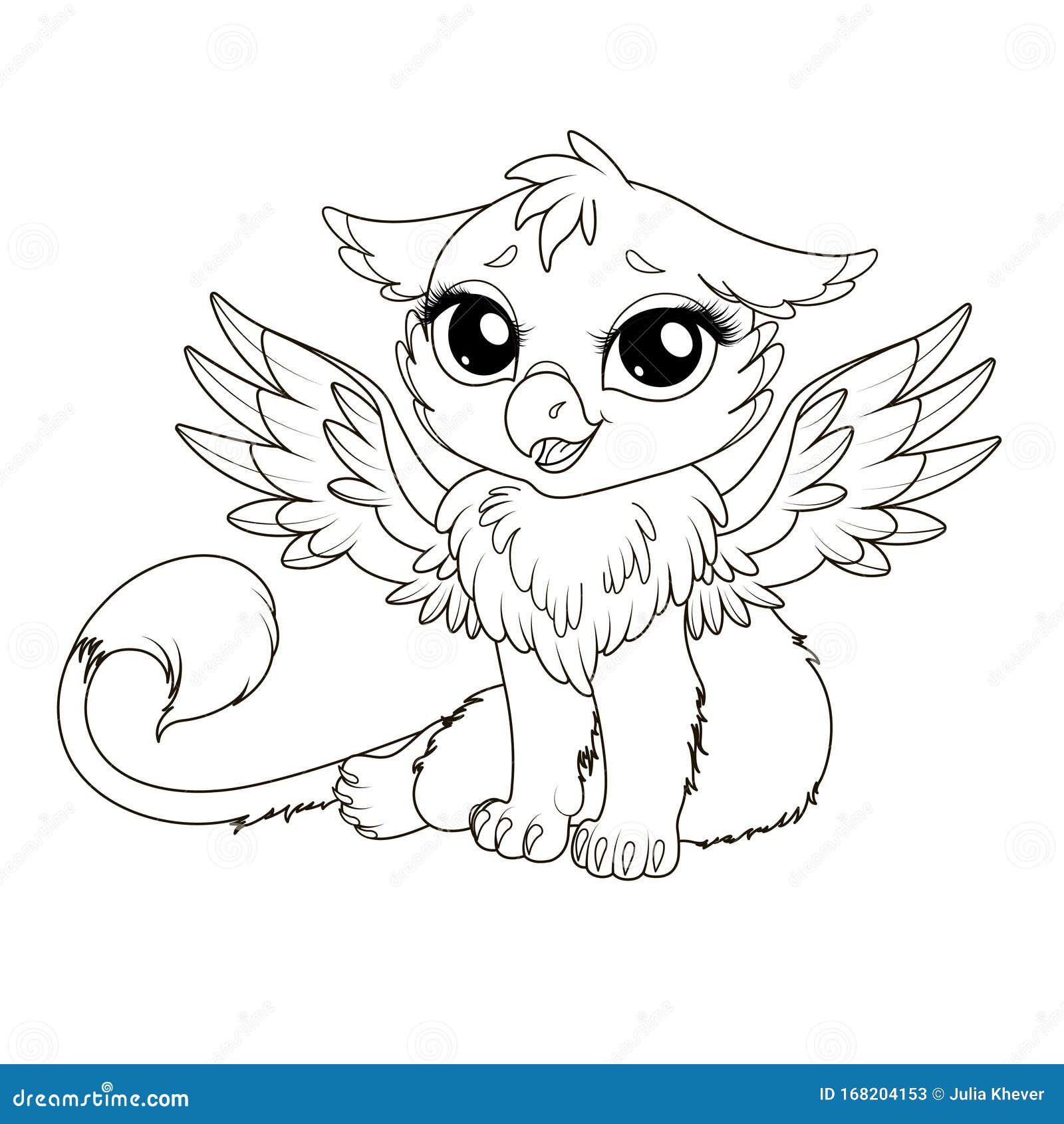 Coloring page for kids with funny cartoon griffin stock vector