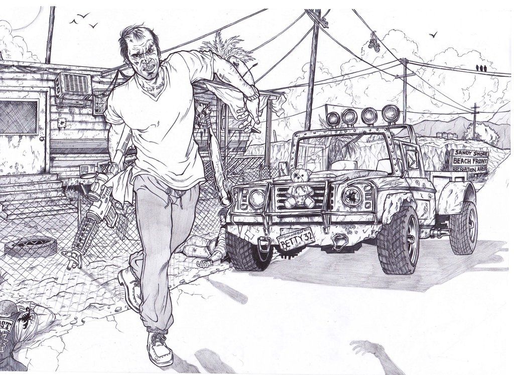 Gta coloring pages inspirational trevor philips by within gta grand theft auto artwork gta