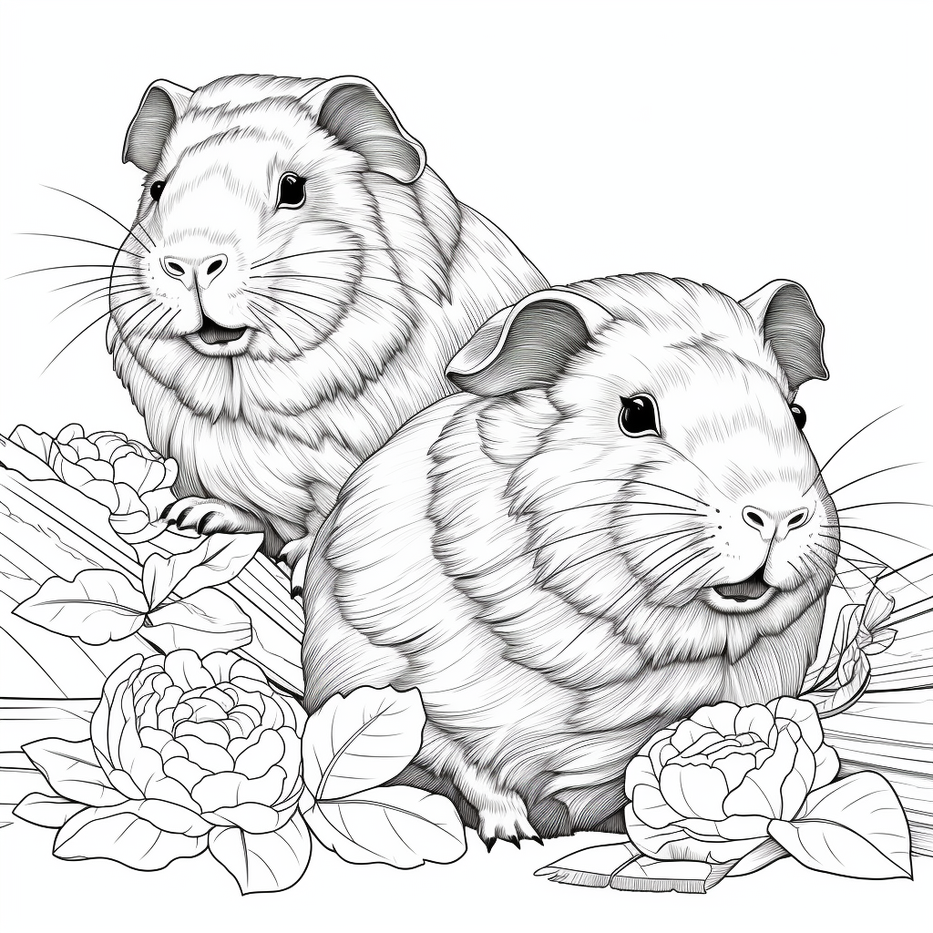 Coloring pages guinea pigs