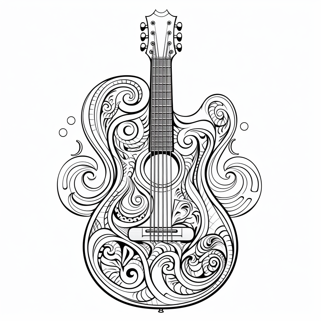 Guitar coloring pages for adults