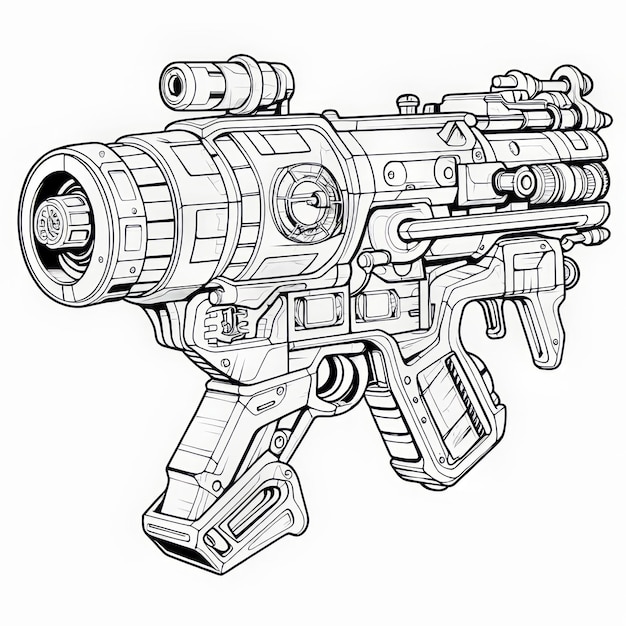 Premium ai image politics coloring pages futuristic gun in hyperrealistic style