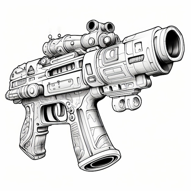 Premium ai image social media coloring pages scifi ray gun in cartoon style