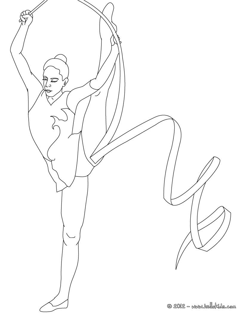 Ribbon individual all around rhythmic gymnastics coloring page sports coloring pages coloring pages for girls coloring pages