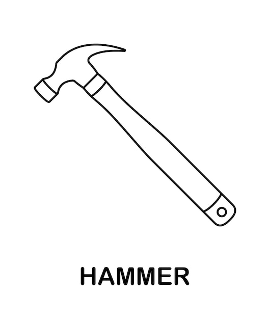 Premium vector coloring page with hammer for kids