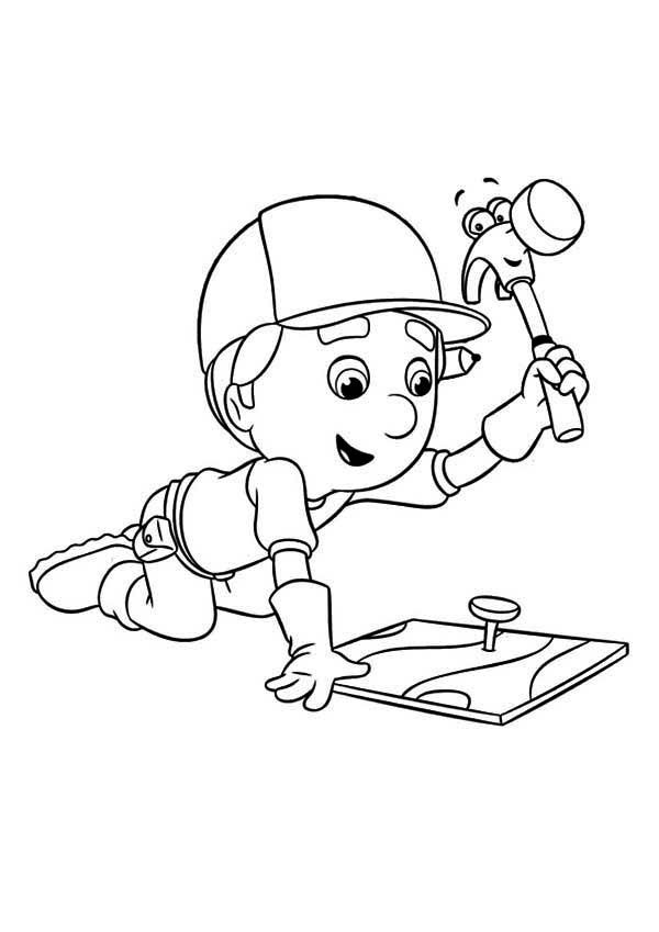 Coloring pages handy manny using pat the hammer coloring page