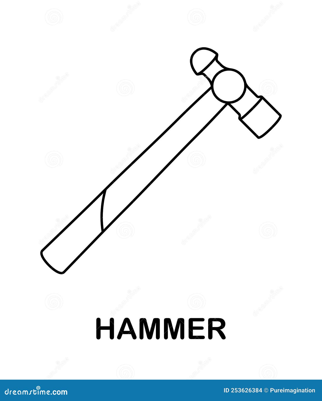 Coloring page with hammer for kids stock vector