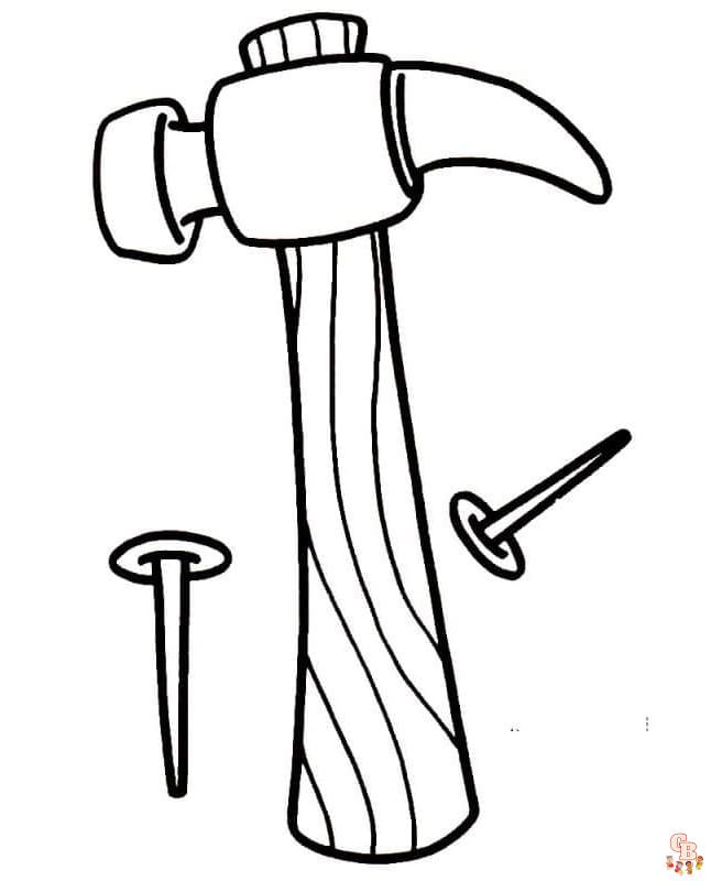 Prinatble hammer coloring pages free for kids and adults