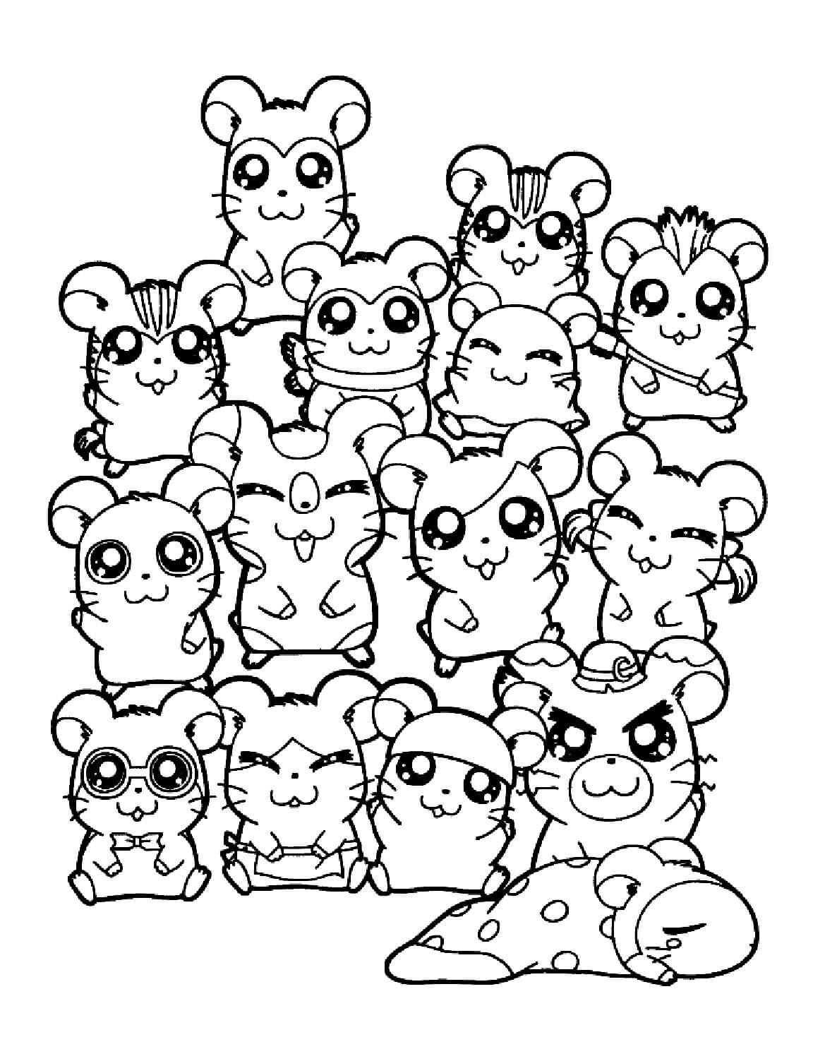 Cartoon hamsters coloring page