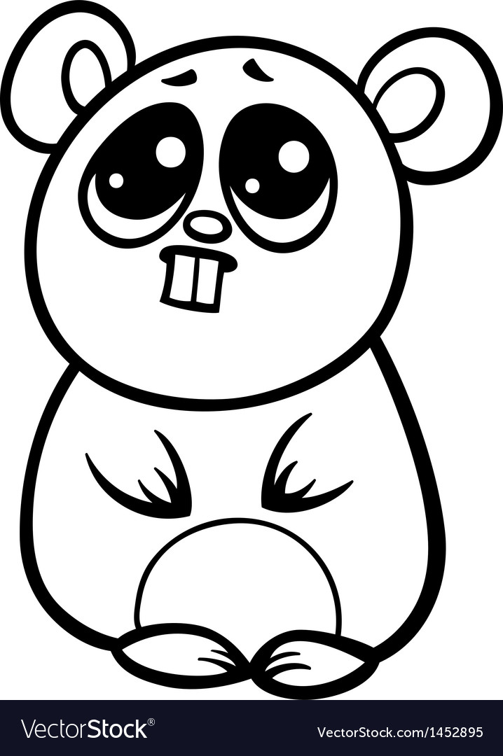 Cartoon kawaii hamster coloring page royalty free vector