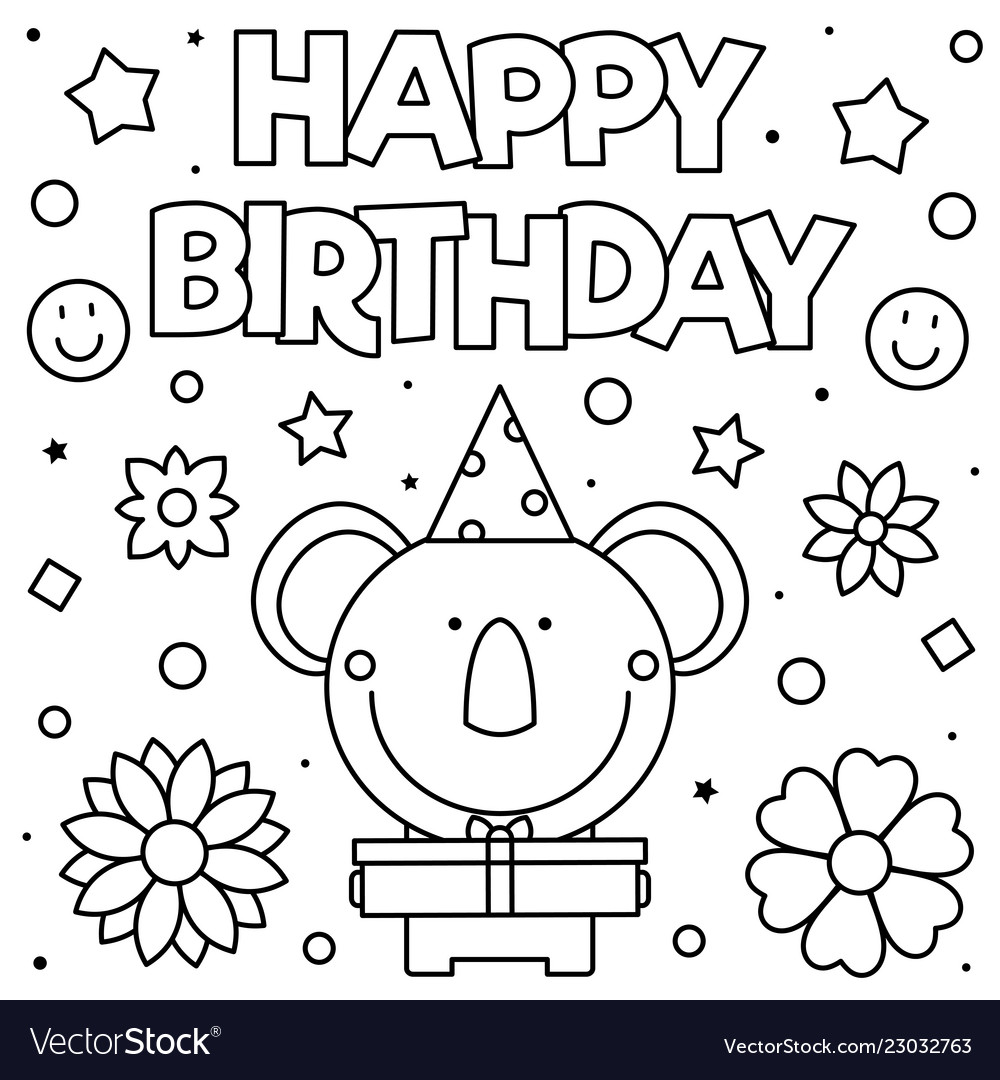 Happy birthday coloring page royalty free vector image