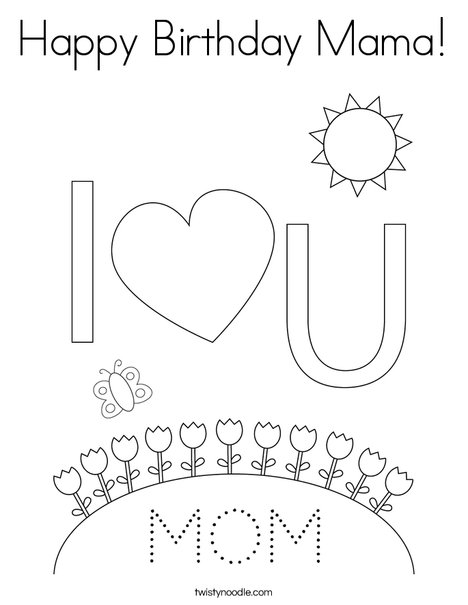 Happy birthday mama coloring page