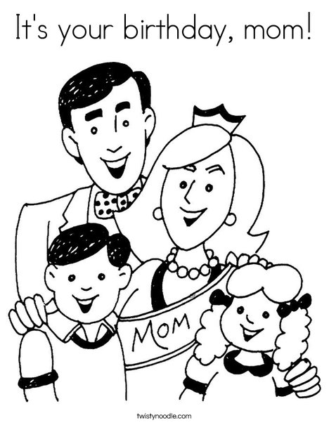 Its your birthday mom coloring page